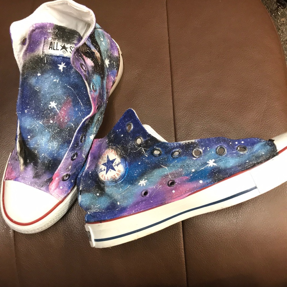Converse Allstar custom Galaxy painted hi-top